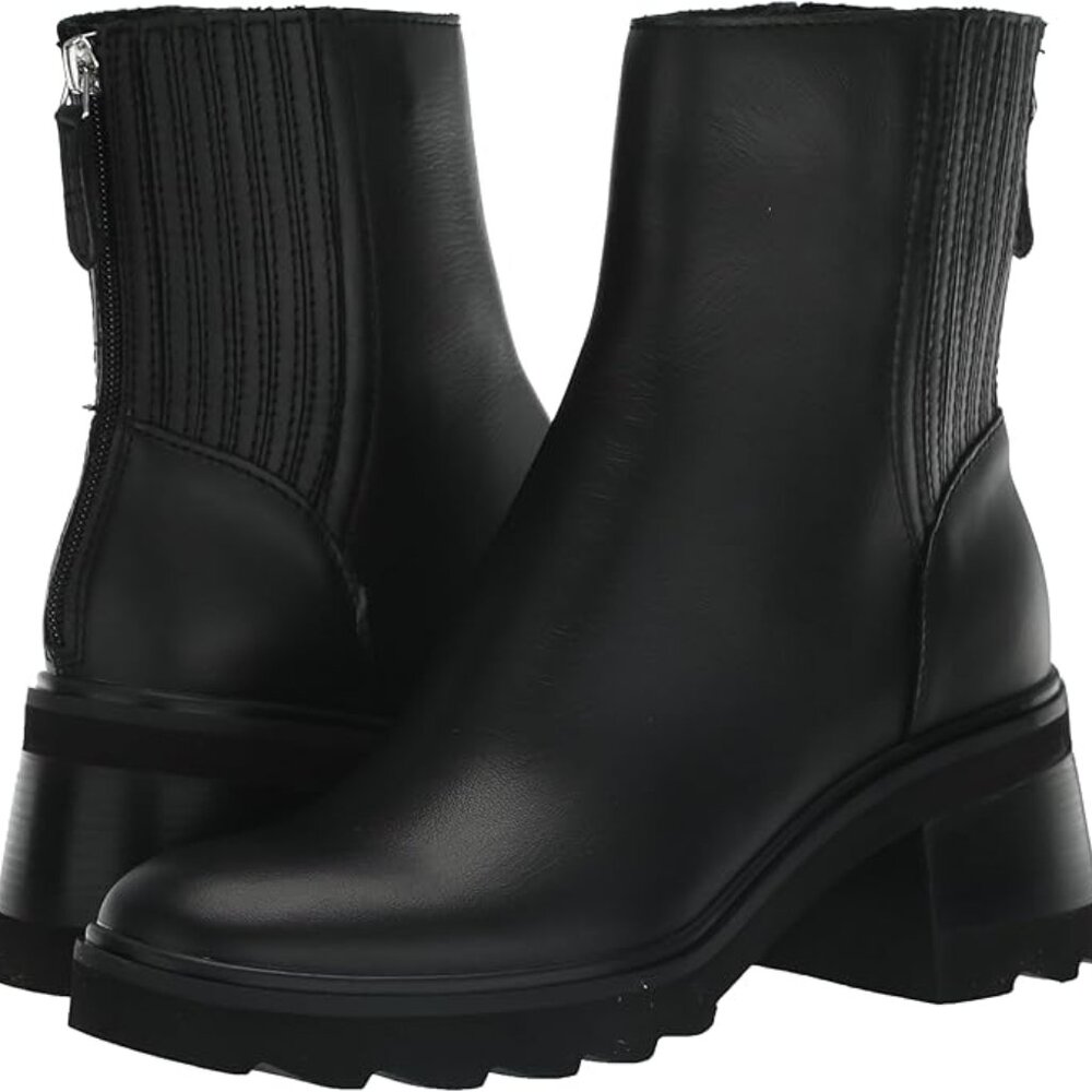 NWT Dolce Vita Black Ankle Booties MARTEY H2O WIDE BOOTS BLACK LEATHER